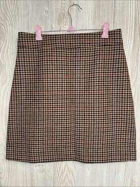 J. Crew Brown Houndstooth Skirt